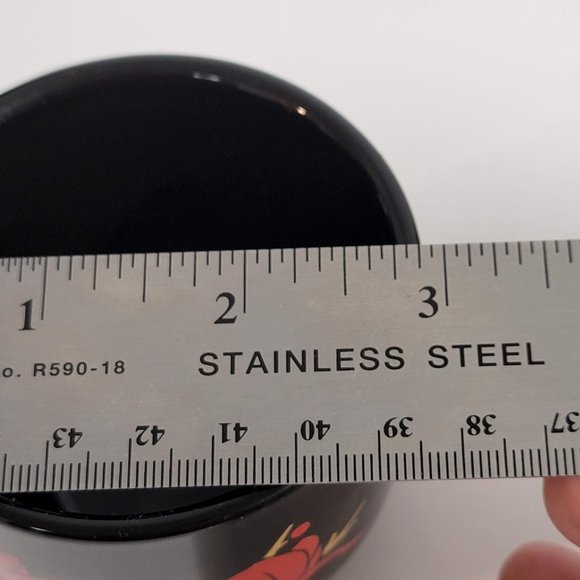 Black Teapot and Cup Set Red Flower Design Asian Missing Handle - Picture 11 of 14